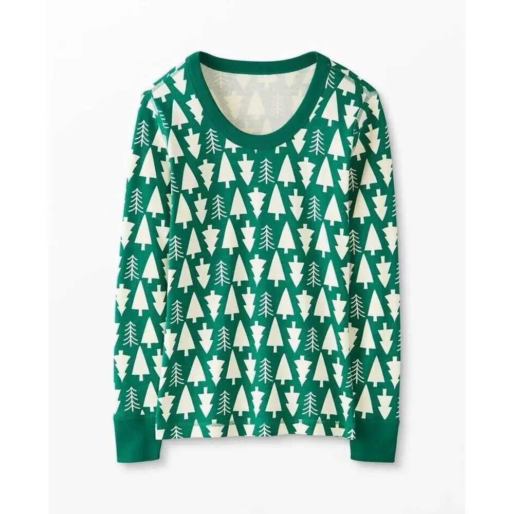 Hannah Anderson Holiday Print Long John Pajama Top Size 10 Organic Cotton Kid’s